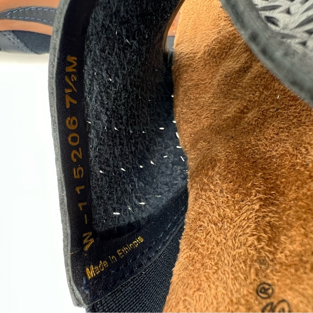 Walking Cradles Navy Leather Wedge Mule Slides Size 7.5 - Picture 11 of 12